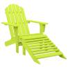 Garden Adirondack Chair with Ottoman Solid Fir Wood Green Colour green Quantity in Package 1 