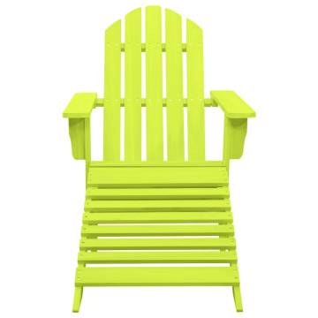 Garden Adirondack Chair with Ottoman - Solid Fir Wood Green