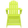 Garden Adirondack Chair with Ottoman - Solid Fir Wood Green