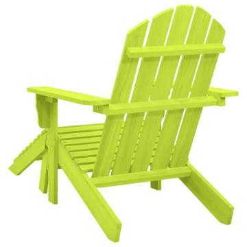 Garden Adirondack Chair with Ottoman - Solid Fir Wood Green