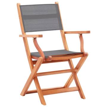 Folding Garden Chairs 2 pcs Grey Eucalyptus Wood & Textilene