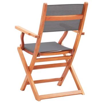 Folding Garden Chairs 2 pcs Grey Eucalyptus Wood & Textilene