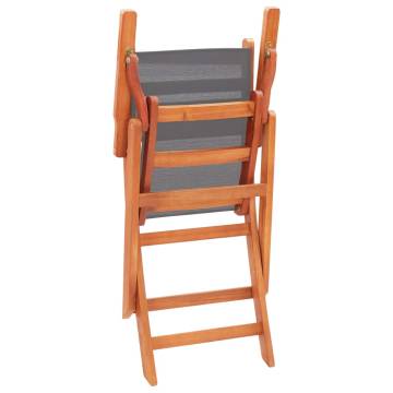 Folding Garden Chairs 2 pcs Grey Eucalyptus Wood & Textilene