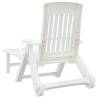 Folding Sun Lounger with Wheels - White PP | Hipomarket