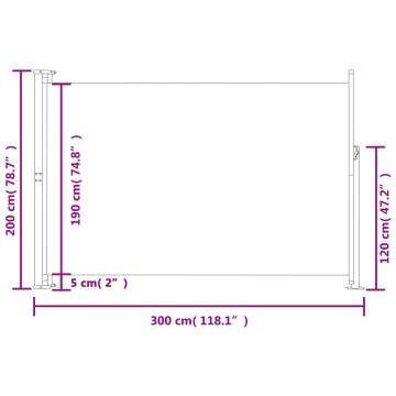 Patio Retractable Side Awning 200x300 cm Grey - HipoMarket