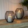 HI 2 Pieces Candle Holder Set Black - Stylish Home Decor