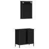 2 Piece Black Engineered Wood Bathroom Furniture Set