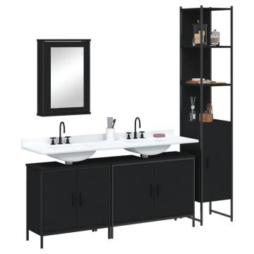 4 Piece Bathroom Furniture Set | Black Engineered Wood