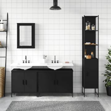 4 Piece Bathroom Furniture Set | Black Engineered Wood