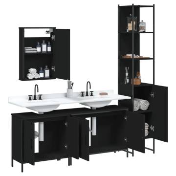 4 Piece Bathroom Furniture Set | Black Engineered Wood