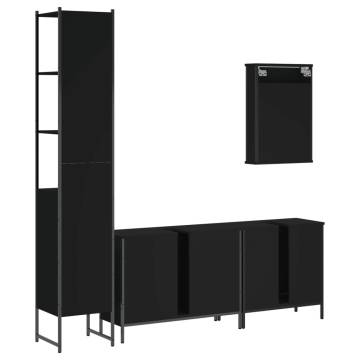 4 Piece Bathroom Furniture Set | Black Engineered Wood