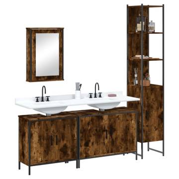 4 Piece Bathroom Furniture Set - Smoked Oak Stylish Storage