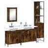 4 Piece Bathroom Furniture Set Smoked Oak Engineered Wood Colour smoked oak Number of 1 Number of Pieces 