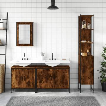 4 Piece Bathroom Furniture Set - Smoked Oak Stylish Storage