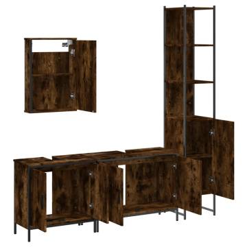 4 Piece Bathroom Furniture Set - Smoked Oak Stylish Storage