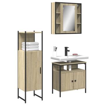 3 Piece Bathroom Cabinet Set in Sonoma Oak - Stylish & Practical