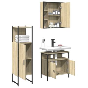 3 Piece Bathroom Cabinet Set in Sonoma Oak - Stylish & Practical