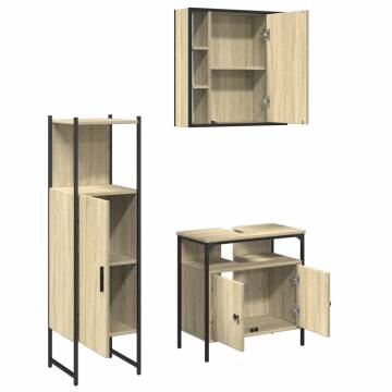 3 Piece Bathroom Cabinet Set in Sonoma Oak - Stylish & Practical