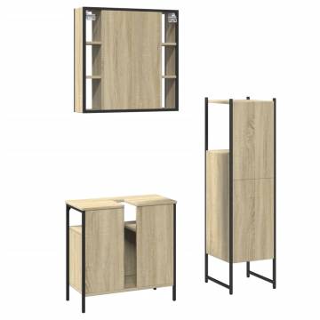 3 Piece Bathroom Cabinet Set in Sonoma Oak - Stylish & Practical