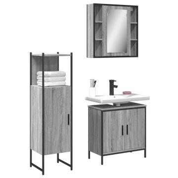 3 Piece Bathroom Cabinet Set - Grey Sonoma Wood | HipoMarket