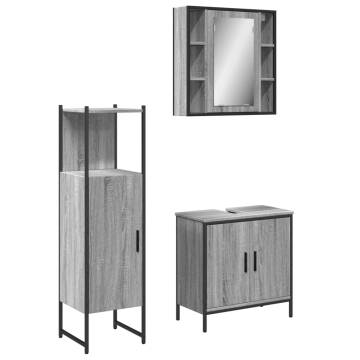 3 Piece Bathroom Cabinet Set - Grey Sonoma Wood | HipoMarket