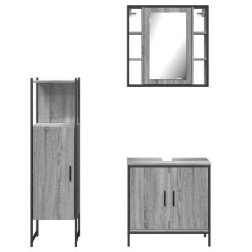 3 Piece Bathroom Cabinet Set - Grey Sonoma Wood | HipoMarket