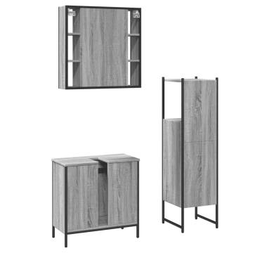 3 Piece Bathroom Cabinet Set - Grey Sonoma Wood | HipoMarket