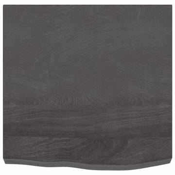 Dark Brown Wooden Bathroom Countertop - Solid Oak 60x60 cm