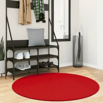 Rug OVIEDO Short Pile Red Ø 120 cm - Stylish Home Comfort