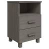 HAMAR Bedside Cabinets - Light Grey Solid Wood - 2 pcs