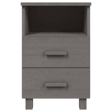 HAMAR Bedside Cabinets - Light Grey Solid Wood - 2 pcs