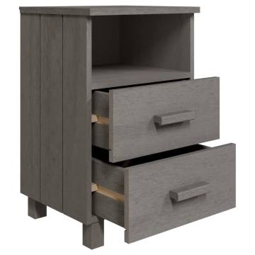 HAMAR Bedside Cabinets - Light Grey Solid Wood - 2 pcs