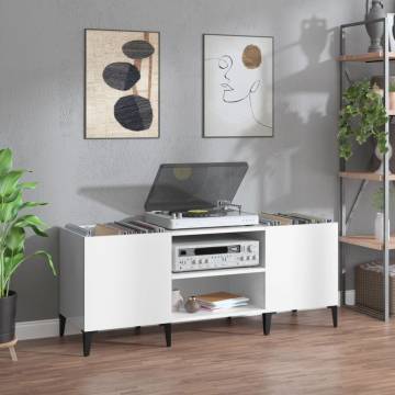 High Gloss White Record Cabinet - 121x38x48 cm | HipoMarket