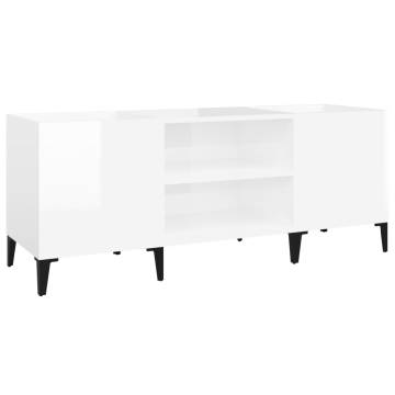 High Gloss White Record Cabinet - 121x38x48 cm | HipoMarket