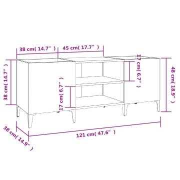 High Gloss White Record Cabinet - 121x38x48 cm | HipoMarket