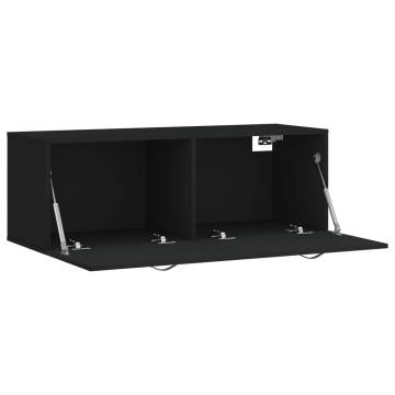 Black Wall Cabinet 100x36.5x35 cm - Stylish Storage Solution