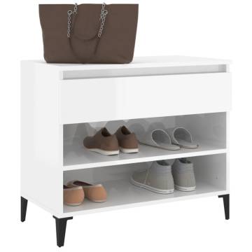 High Gloss White Shoe Cabinet - 70x36x60 cm | Hipomarket