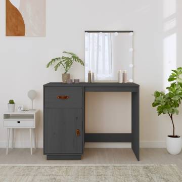 Dressing Table with LED Grey – Solid Wood Pine | HipoMarket