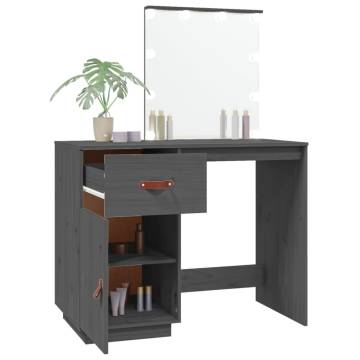 Dressing Table with LED Grey – Solid Wood Pine | HipoMarket