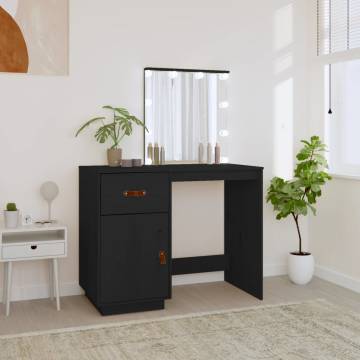 LED Black Dressing Table - Solid Pine 95x50x133.5 cm