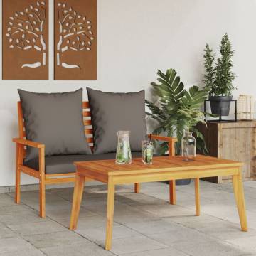 Garden Set with Cushion - Solid Acacia Wood | HipoMarket