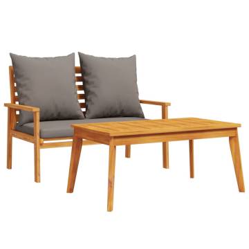 Garden Set with Cushion - Solid Acacia Wood | HipoMarket