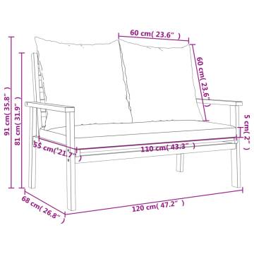 Garden Set with Cushion - Solid Acacia Wood | HipoMarket