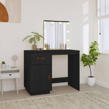 LED Black Dressing Table - Solid Pine 95x50x133.5 cm