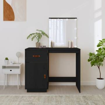 LED Black Dressing Table - Solid Pine 95x50x133.5 cm