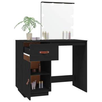 LED Black Dressing Table - Solid Pine 95x50x133.5 cm