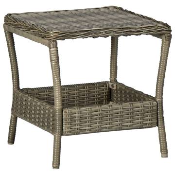 Stylish Brown Garden Table - 45x45 cm Poly Rattan