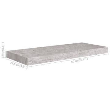 Concrete Grey Floating Wall Shelf - 60x23.5 cm | HipoMarket