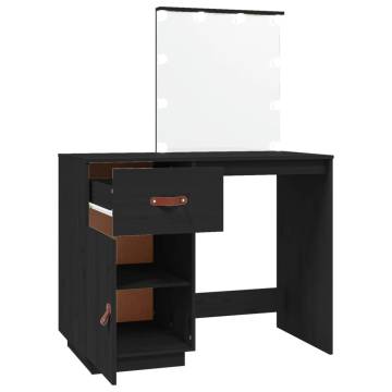 LED Black Dressing Table - Solid Pine 95x50x133.5 cm