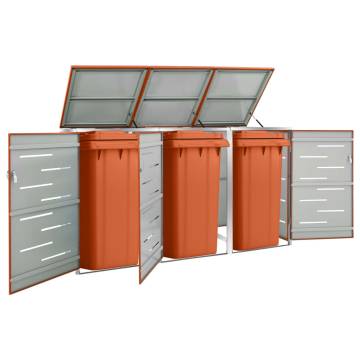 Sturdy Triple Wheelie Bin Shed - 207x77.5x112.5 cm